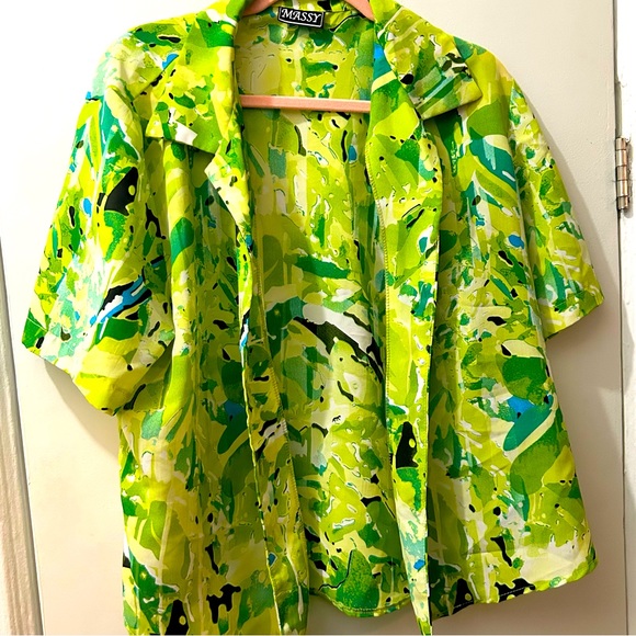 90s Maximalist Green Abstract Art Vintage Gem - Picture 3 of 3